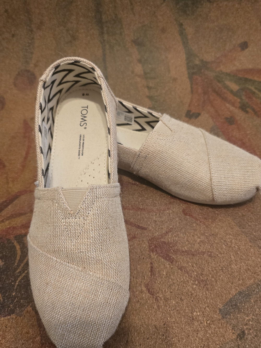 Toms Women's Slip-On Flats in Light Beige Canvas